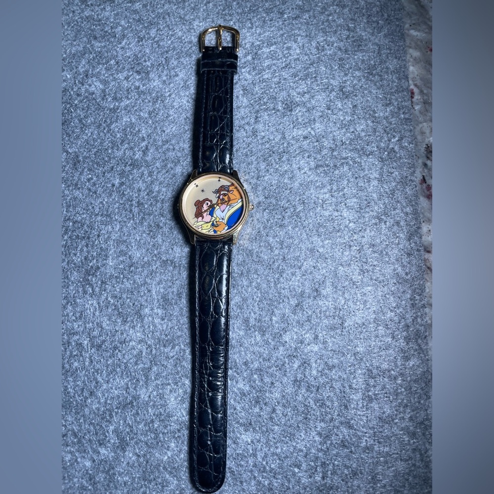 Disney Beauty and the Beast Belle Musical Collectors Watch Black Leather Gold